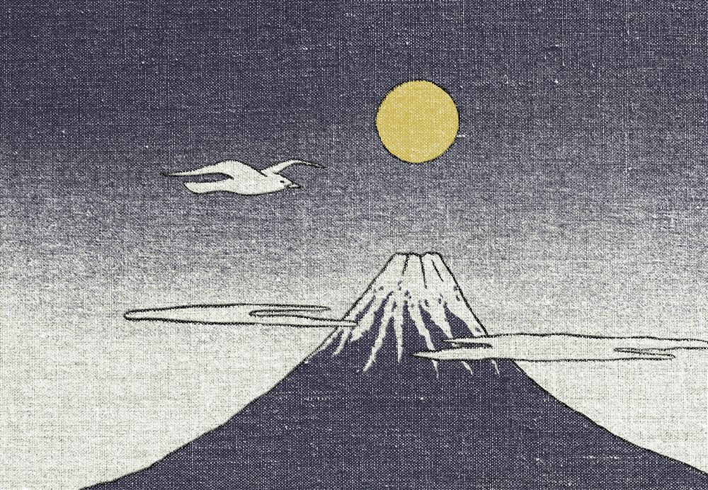 Digitalised ukiyo-e Fuji artwork